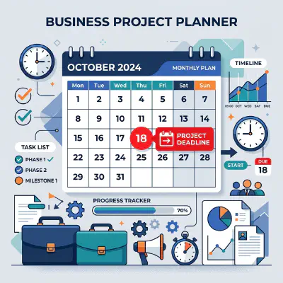 Business Deadline Management Illustration of a business calendar with a deadline marked